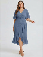pretty FLORENCIA|Plus Size Midi Printed Mermaid Chiffon Dress