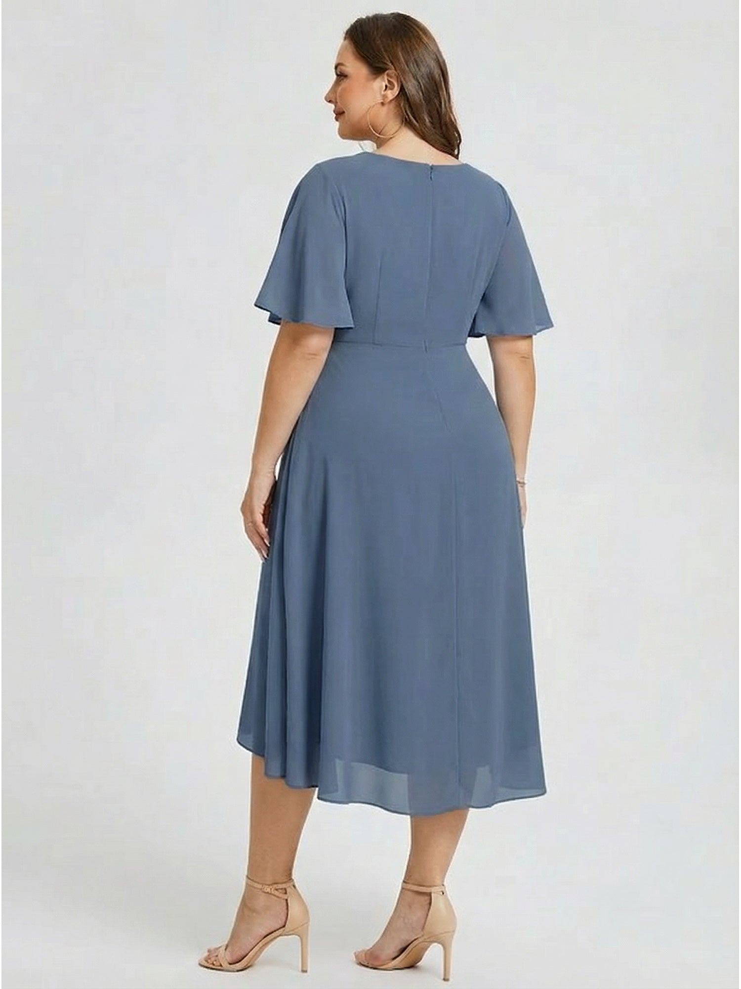 pretty FLORENCIA|Plus Size Midi Printed Mermaid Chiffon Dress