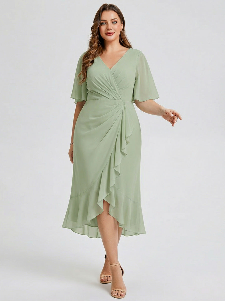 pretty FLORENCIA|Plus Size Midi Printed Mermaid Chiffon Dress