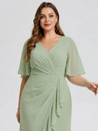 pretty FLORENCIA|Plus Size Midi Printed Mermaid Chiffon Dress