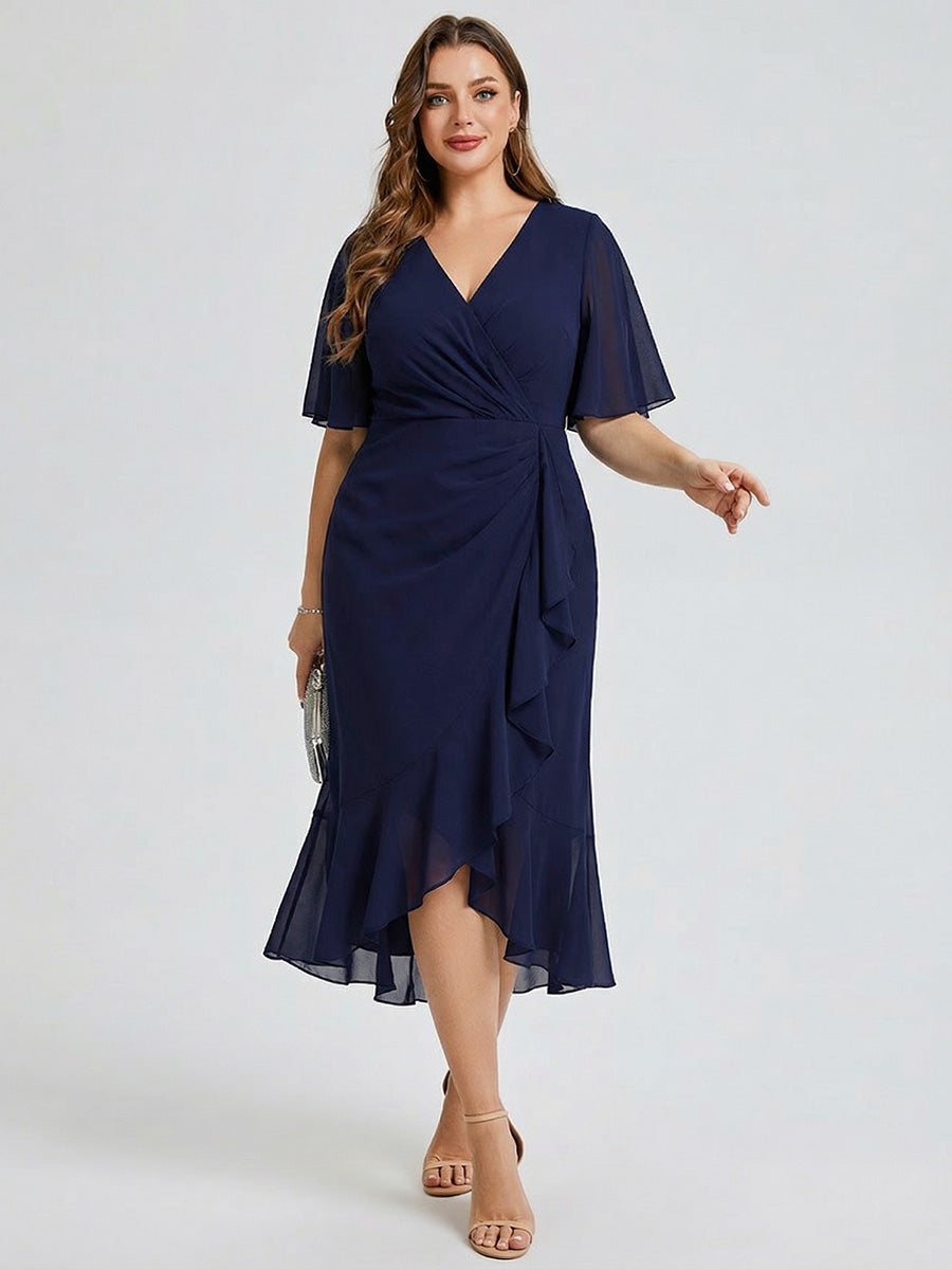 pretty FLORENCIA|Plus Size Midi Printed Mermaid Chiffon Dress