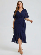 pretty FLORENCIA|Plus Size Midi Printed Mermaid Chiffon Dress