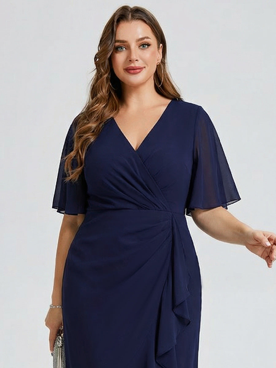 pretty FLORENCIA|Plus Size Midi Printed Mermaid Chiffon Dress